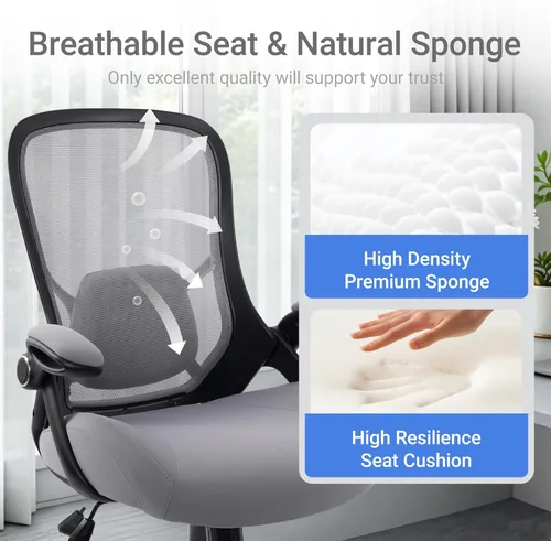 Miniatura 4 de HYLONE Silla de Oficina de Servicio Pesado de 400 libras, Silla de Escritorio Ergonómica con Asiento Engrosado de 5", con Reposabrazos Ajustables