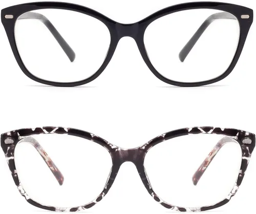 Lentes de lectura de alta calidad para mujer, estilo Oprah, para lectura de computadora, anti luz azul, con marco irrompible TR90 2008 Negro +