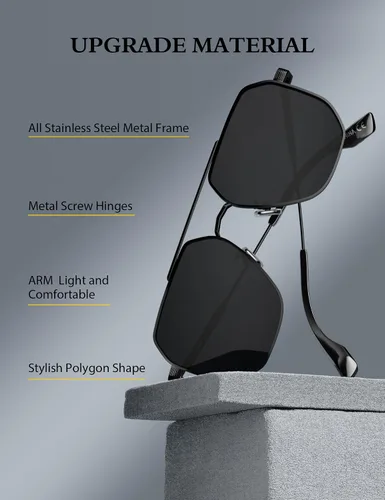 Miniatura 4 de LUENX, Aviator - Gafas de sol polarizadas, para hombres y mujeres, protección UV 400, con funda 60MM