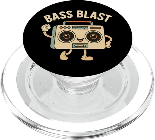 Miniatura 7 de Bass Blast. Retro Boombox Style, Vintage. PopSockets Adhesive PopGrip