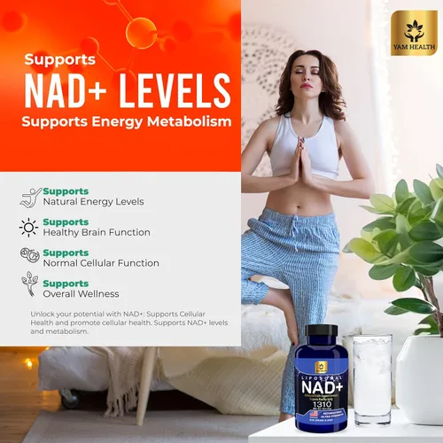 Miniatura 5 de NAD+ liposomal 1310mg con resveratrol y niacina (vitamina B3) para apoyo energético y celular, suplemento antioxidante, vegano, sin OMG, 60 cápsulas