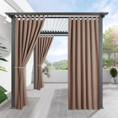 Miniatura 45 de RYB HOME - Cortinas opacas para interior y exterior, cortinas para patio o terraza, cortinas exteriores con pestaña Crema Beige