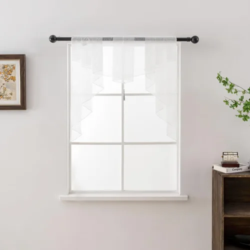 Miniatura 7 de PearAge Cortinas traslúcidas con cenefa para sala de estar, cenefa para ventanas de granja, cortinas festoneadas a medida con bolsillo para barra
