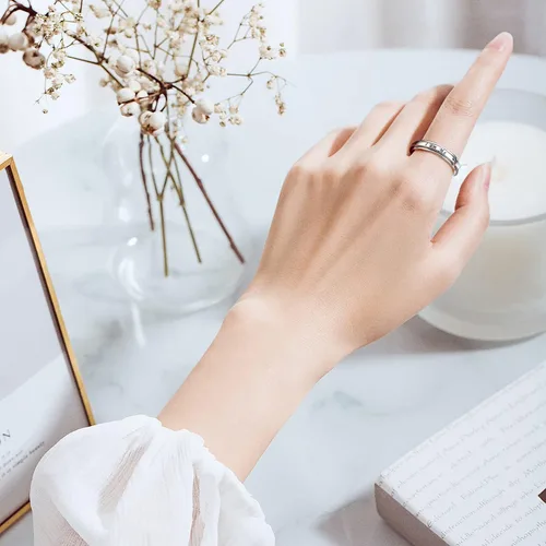 Miniatura 3 de Anillo giratorio con texto en inglés "I am me", de plata de ley 925, con fases lunares, para aliviar la ansiedad, el estrés, seguir adelante, TDAH
