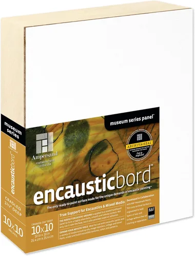Ampersand Art Supply Museum Series Encausticbord | 10 x 10 pulgadas | Perfil acunado de 1-1/2 pulgadas | Pintura encáustica y panel de artista de