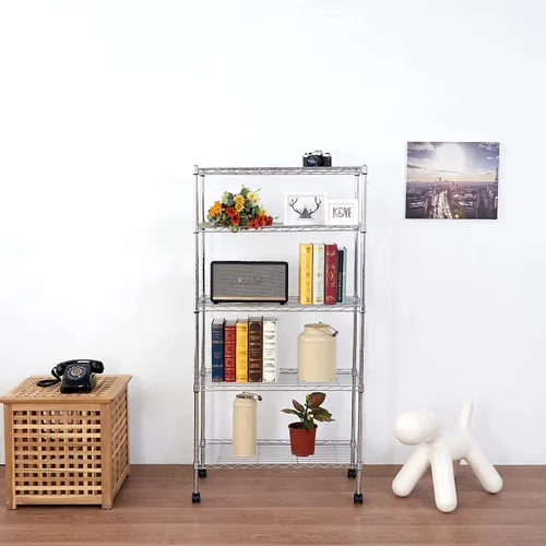 Miniatura 2 de Displays By Jack Estantería de alambre resistente de 5 niveles para productos, despensa de plantas, garaje, estantes de lavandería, estantes Cromo