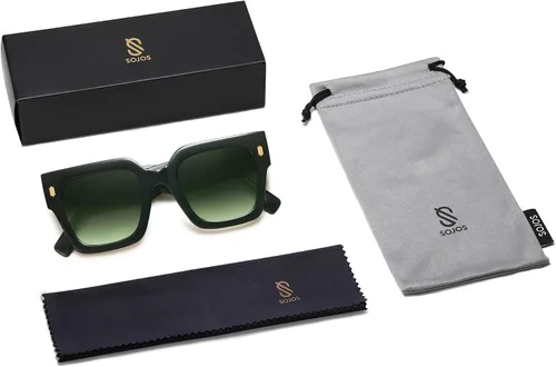 Miniatura 72 de SOJOS Gafas de sol cuadradas vintage de gran tamaño para mujer, estilo retro, de lujo, grandes, UV400 SJ2194
