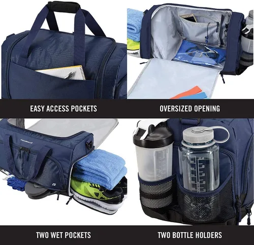 Miniatura 4 de Ultimate Gym Bag 2.0 la duradera bolsa de lona diseñada por crowdsource con 10 compartimentos óptimos, incluyendo bolsa resistente al agua