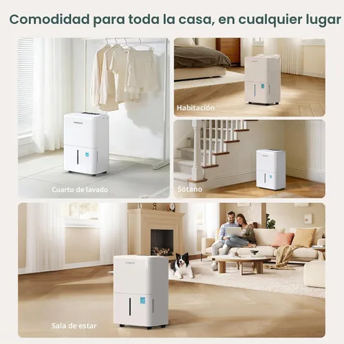 Miniatura 8 de Kesnos Deshumidificador Energy Star 2025 de 30 pintas para espacios de hasta 2500 pies cuadrados, deshumidificador silencioso para el hogar