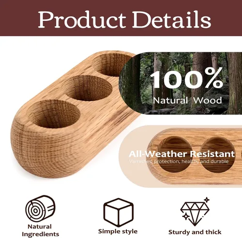 Miniatura 2 de RoseFlower Soporte organizador de madera para exhibición de aceites esenciales – 3 ranuras de madera de roble rojo – Capacidad para hasta 3 botellas
