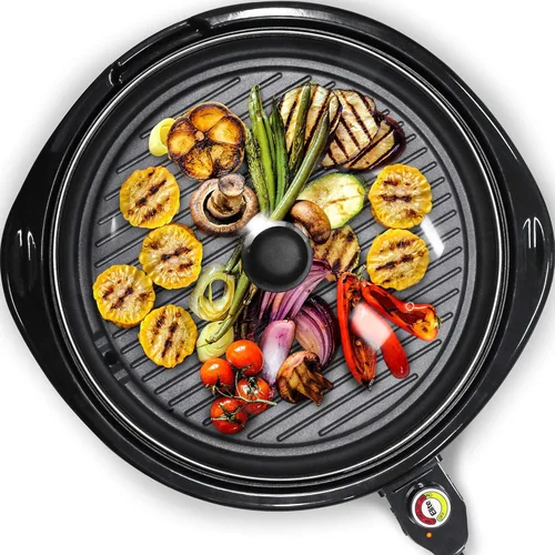 Miniatura 9 de Elite Gourmet EMG-980BX - Parrilla eléctrica redonda para interiores de 14 pulgadas, antiadherente, de calor rápido, tacto fresco, ideal