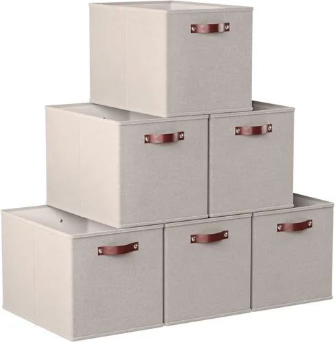 Miniatura 12 de Ornavo Home Cubos de Almacenamiento de 11 x 11 Pulgadas, Contenedores de Almacenamiento de Tela Plegables y Colapsables, Caja Organizadora de Cubo