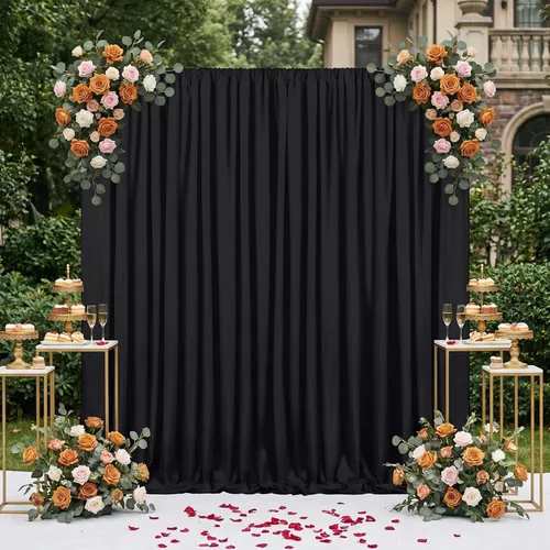 Miniatura 35 de Cortinas de Telón de Fondo Blanco de 2 Paneles 5 x 1,5 m de Poliéster, Telón de Fondo para Fotografía, Cortinas para Decoración de Fondo de Boda
