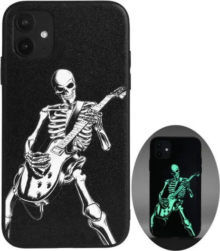 Miniatura 11 de X spirit Funda de teléfono de calavera para iPhone 13, dedo medio, diseño gótico luminoso de esqueleto genial oscuro y con estilo emo, estilo rock n