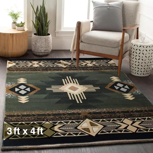 Miniatura 5 de YHSF South West - alfombra estilo nativo americano del suroeste C318 - fácil de limpiar, gruesa, suave, duradera, alfombra inspirada en tribus