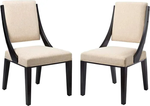 Modway Cambridge - Juego de 2 sillas laterales de comedor tapizadas de tela color beige