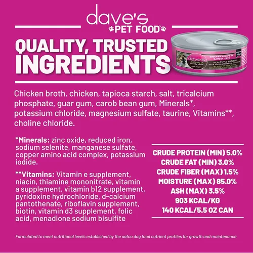 Miniatura 21 de Dave's Pet Food Grain Free Wet Cat Food (Chicken & Duck Saucey Pate), Naturally Healthy Canned, Added Vitamins & Minerals, Wheat Free, 5.5 oz
