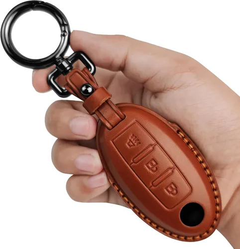 Miniatura 14 de Tukellen Compatible con llave de Nissan, funda de cuero genuino hecha a mano para Altima Pathfinder Armada Murano Maxima Rogue Infinity Smart Remote
