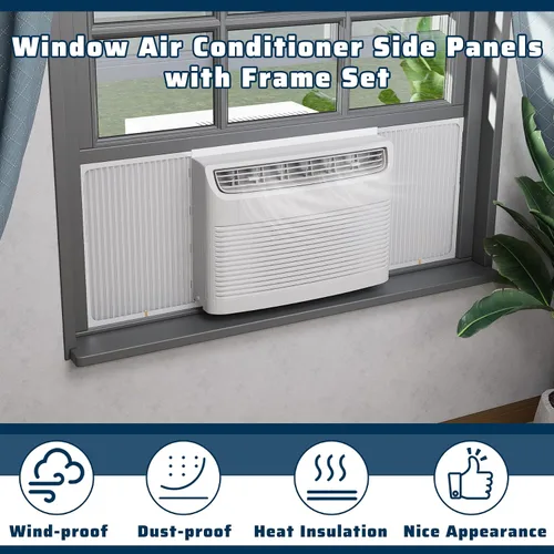 Miniatura 7 de Paneles laterales de aire acondicionado de ventana ajustables con juego de marco, paneles laterales de CA extra anchos para unidades de CA de 5000 a