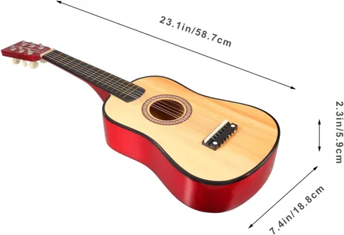 Miniatura 2 de Kisangel Guitarra acústica popular de 23.22 pulgadas, guitarra de 6 cuerdas para principiantes para niños y adultos, instrumento musical de tilo