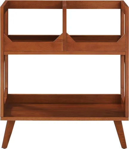 Miniatura 2 de Crosley Furniture Asheville - Soporte para discos moderno de mediados de siglo, almacenamiento de vinilo, con capacidad para hasta 260 discos, nogal