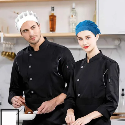 Miniatura 5 de Paquete de 4 u 8 gorros de chef para cocina, gorra de chef ajustable para servicio de alimentos, redes para el cabello, reutilizables, lavables