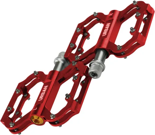 Miniatura 4 de Pedales ligeros de plataforma plana MTB con 16 pasadores hexagonales antideslizantes para agarre Rojo