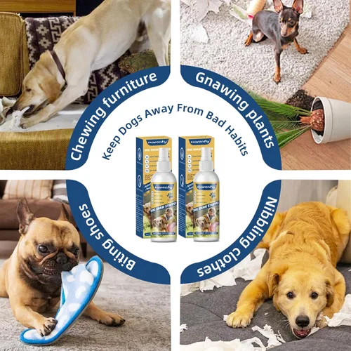 Miniatura 3 de Spray sin masticar para perros (paquete de 2) – Sabor amargo de manzana, detiene la masticación de muebles y zapatos, evita lamer heridas, sin