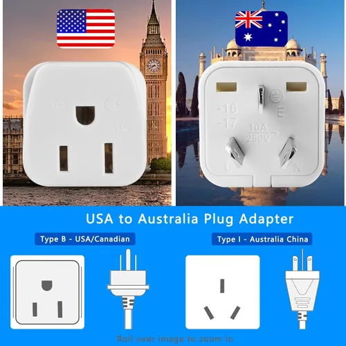Miniatura 3 de Adaptador de corriente de Nueva Zelanda Adaptador de enchufe de Estados Unidos a Australia Adaptador de viaje de Estados Unidos a Argentina