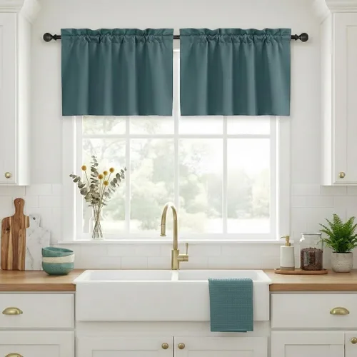 Miniatura 28 de NICETOWN Cenefas de Ventana Opacas con Aislamiento Térmico para Guardería - Paneles de Cortina con Bolsillo para Barra de Decoración del Hogar