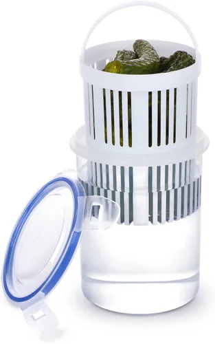 Firlar Tarro de pepinillos con inserto de colador,Contenedor de almacenamiento de pepinillos con inserto de colador,Contenedor de almacenamiento de