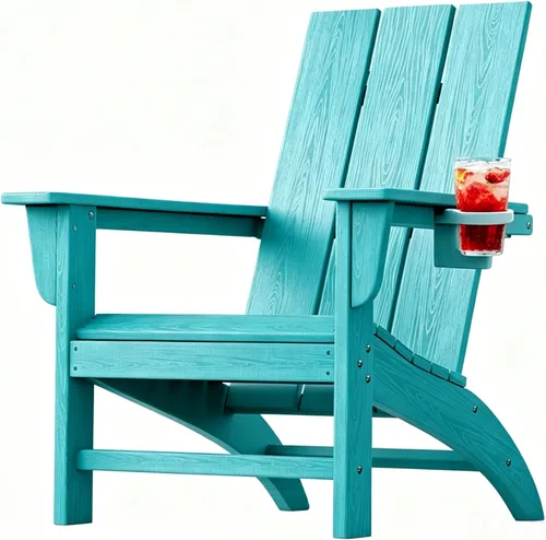 Miniatura 34 de Silla Adirondack de Madera Sintética Adiromoti, Sillas de Patio Resistente a Todo Clima, Aspecto de Madera, Silla Pre-Ensamblada para Fuego al Aire