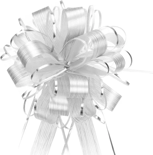 Miniatura 17 de MECCANIXITY 20 lazos grandes de 7 pulgadas para envolver regalos, cinta de organza color blanco crema para cestas de boda, regalos de fiesta