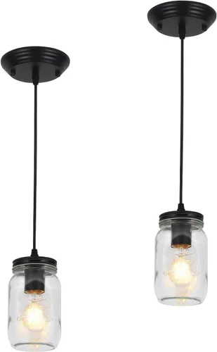 Miniatura 11 de Lámparas de tarro de masón, 3 luces de casa de campo, lámpara colgante de tarro de cristal lámpara de techo ajustable para cocina, comedor, pasillo