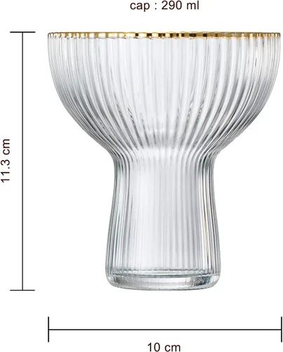 Miniatura 8 de Copas acanaladas de Margarita, Martini y Champagne con borde dorado – Juego de 2 – Copa de lujo soplada a mano – Fiesta grande, elegante diseño
