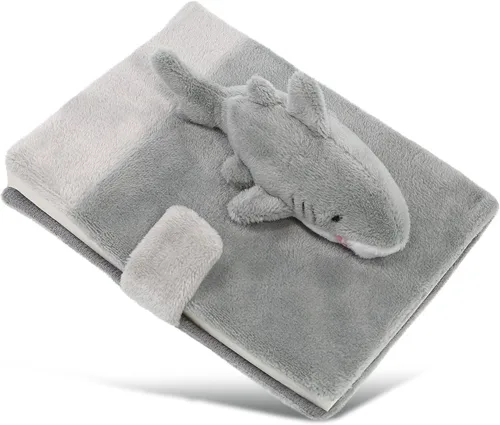 Puzzled DolliBu - Cuaderno de peluche de tiburón para niñas y niños, bonito diario de escritura o diario estacionario con temática oceánica para