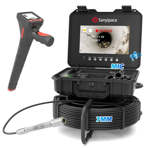 Miniatura 8 de Sanyipace Cámara de Alcantarillado con Localizador de Tuberías, Cable de 7mm/0.28pulgadas, 512Hz, Pantalla IPS de 10.1", Tarjeta de 32GB, Cámara