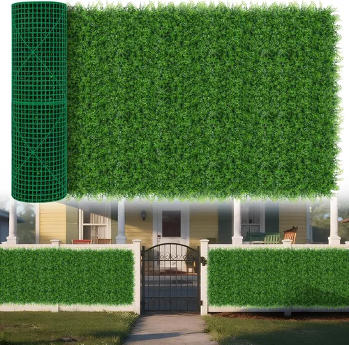Yangrass Paneles de Pared de Césped, 40"x120" (33.33 pies cuadrados) Rollo de Seto de Boj Artificial Pantalla de Privacidad, Decoración de Pared