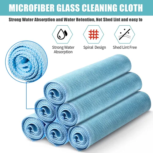 Miniatura 4 de Tatuo 18 paños de limpieza de vidrio de microfibra (16 x 16) paño de pulido, sin rayas, sin pelusas, limpia rápidamente ventanas, gafas, parabrisas