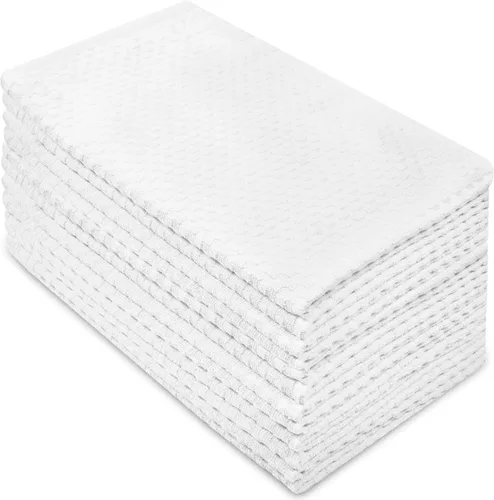 Paquete de 4 toallas para cocina Euro-Cafe Cotton Craft, blancas, 100 % de algodón puro, Algodón, Blanco, paquete de de 12