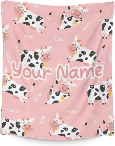 Miniatura 10 de Manta de vaca para niñas pequeñas, tamaño de regazo de 30 x 40 pulgadas, manta de felpa suave y peluda para regalo, manta negra linda para cama, sofá
