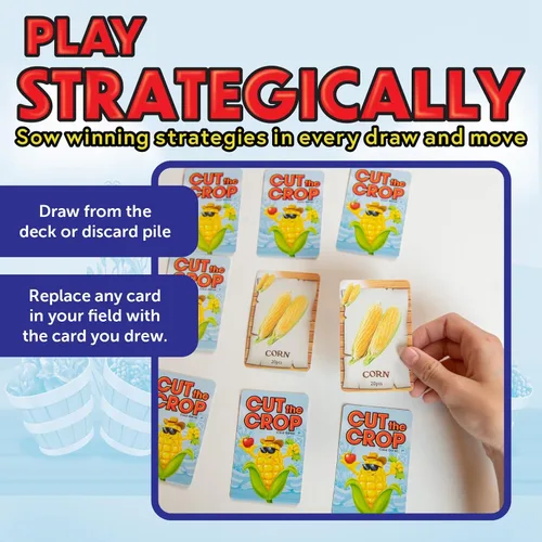 Miniatura 4 de Continuum Games Juego de cartas Cut The Crop The 3 in a Row Farm - Juego de memoria a juego para 2 a 6 jugadores de 6 años en adelante