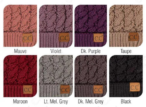Miniatura 3 de C.C Gorro grueso, de punto trenzado, con pompón, de pelo sintético mullido, forro de vellón y dobladillo