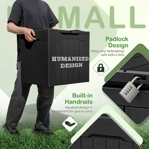 Miniatura 2 de Homall Caja de resina de 31 galones, impermeable, almacenamiento al aire libre, con cerradura, contenedor de organización y almacenamiento para Negro