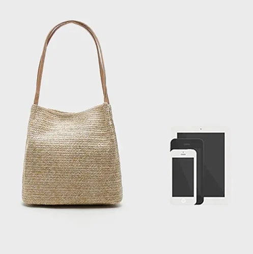 Miniatura 5 de Aphoraeny Bolsa de playa de paja para mujer, bolsa de hombro, bolso de mano para mujer
