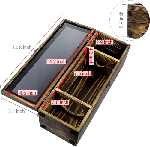 Miniatura 6 de MyGift Caja de regalo para botella de vino con ventana acrílica negra translúcida, exhibición decorativa para vino, estuche de almacenamiento