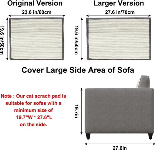 Miniatura 3 de Protector de Sofá contra Arañazos de Gato, 27.6" L*19.6" A Almohadilla Protectora de Muebles contra Arañazos de Gato Protector de Brazo de Sofá