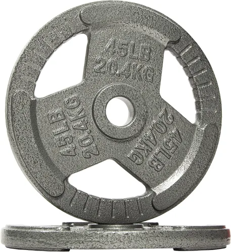 Miniatura 33 de Signature Fitness Olympic - Placa de pesas de hierro fundido de 2 pulgadas para entrenamiento de fuerza y levantamiento de pesas, varios tamaños
