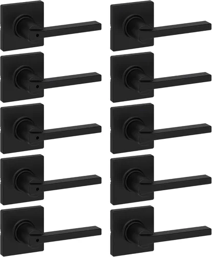Miniatura 13 de Kwikset Casey - Manija de puerta de paso interior, palanca para puertas de armario y pasillo, manija reversible sin bloqueo, negro mate