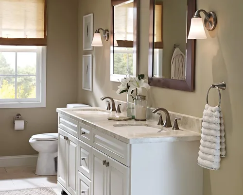 Miniatura 6 de Pfister Pasadena LF049PDKK - Grifo para lavabo de baño, 8 pulgadas de ancho, 2 asas, 3 agujeros, acabado de níquel cepillado, LF049PDKK